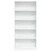A white, five-shelf bookshelf against a white background. Produktbild-Vorschau
