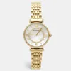 A close-up, studio shot of a gold Emporio Armani women's watch with a white mother-of-pearl dial and diamond accents. Produktbild-Vorschau