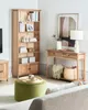 A living room scene featuring a wooden bookshelf, a console table with decor, and a green ottoman. Náhľad obrázku produktu