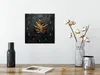 Wanduhr Metall 30x30cm Schwarz Gold Wanddeko Monstera Blatt Produktbild-Vorschau 3