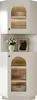 A white corner cabinet with glass doors and gold accents. Produktbild-Vorschau