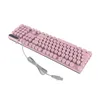 A pink USB gaming keyboard with round keys is shown against a white background. Náhled obrázku produktu