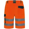 Back view of orange work shorts with reflective stripes and navy blue accents. Produktbild-Vorschau