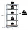 A metal shelving unit with dimensions and weight capacity indicated by text and icons. Podgląd zdjęcia produktu