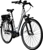 A silver electric bicycle is shown against a white background. Produktbild-Vorschau