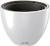 A white planter pot with a dark gray insert, shown from the front on a white background. Produktbild-Vorschau