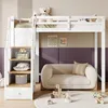A child's bedroom with a white loft bed, a small sofa, and decorative items. Produktbild-Vorschau