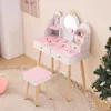 FCH Tavolo da trucco per bambini con sgabello, 4 cassetti, Anteprima dell’immagine prodotto 2