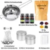 A collection of items for making candles, laid out on a white background. Produktbild-Vorschau