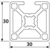 Länge 830mm - Design-Aluminiumprofil 30x30L 3 Nuten Produktbild-Vorschau 2