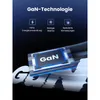 A close-up marketing image showcasing GaN technology with text and icons highlighting its benefits, and a visual representation of a GaN chip. Voir les images du produit