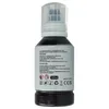 A bottle of black ink with a clear cap, showing warning and usage instructions. Produktbild-Vorschau