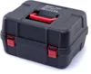 A black plastic case with red latches and handle, likely for tools or equipment, is shown against a white background. Produktbild-Vorschau