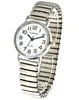 A close-up studio shot of a women's watch with a silver-colored metal expansion band and a white face. Produktbild-Vorschau