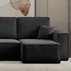 Wohnlandschaft U-Form Schwarz COMO Cord mit Bett Sofa Produktbild-Vorschau 5