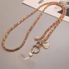 Handykette Damen lang, Metallkette mit gewebtem Stoffband, Produktbild-Vorschau 3