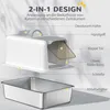 PawHut Katzenklo Edelstahl XXL Katzentoilette mit Deckel Produktbild-Vorschau 6