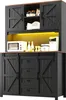 Hochschrank Schwarz/Weiß 115x40x174,7cm mit Schiebetüren & Produktbild-Vorschau 7