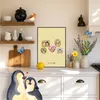 Mr. & Mrs. Panda Bild Igel Familie DIN A0 - Gelb Pastell - Produktbild-Vorschau 3