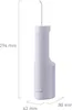 A white and light purple Panasonic water flosser with dimensions indicated. Produktbild-Vorschau