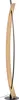 A floor lamp with a curved wooden and black metal design. Produktbild-Vorschau
