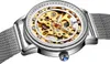 Alienwork Automatikuhr Armbanduhr Damen Silber Metall Mesh Produktbild-Vorschau 4