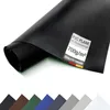 A rolled-up black PVC tarp is shown diagonally against a white background. A sticker with product information is attached to the tarp. Voir les images du produit