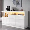 MODFU Sideboard Hochglanz mit LED-Vitrine,Beistellschrank Produktbild-Vorschau 3