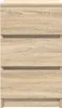 A front view of a three-drawer nightstand with a wood grain finish. Anteprima dell’immagine prodotto