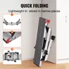 A collage of images showing a folding work platform and its folded state, leaning against a wall. Podgląd zdjęcia produktu