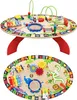 A wooden activity table for children, featuring various interactive elements like a xylophone, gears, and a bead maze. Produktbild-Vorschau