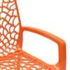 A close-up of an orange plastic chair armrest and part of the seat. Produktbild-Vorschau