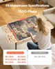 A woman is assembling a puzzle on a portable puzzle board with drawers, which is placed on a couch. Produktbild-Vorschau