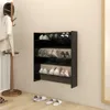vidaXL Scarpiera a muro nera 80x18x90 cm in materiale Anteprima dell’immagine prodotto 9