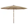 vidaXL Parasol avec mât en bois Taupe 400x273 cm Voir les images du produit 1