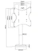 A technical drawing of a desk mount for a TV or monitor, showing dimensions. Produktbild-Vorschau