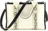 A close-up studio shot of a beige tote bag with black trim and straps. Anteprima dell’immagine prodotto