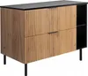 A product shot of a bathroom cabinet with a wood-grain finish and black accents, set against a white background. Anteprima dell’immagine prodotto