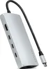 A silver Satechi USB-C multi-port adapter is shown at an angle against a white background. Produktbild-Vorschau