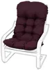 A plum-colored cushion on a white chair. Podgląd zdjęcia produktu