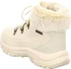 A side view of a beige winter boot with a fur lining. Voir les images du produit