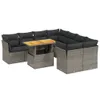 9-tlg. Garten-Sofagarnitur mit Kissen Grau Poly Rattan Produktbild-Vorschau 1