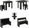 A collection of black furniture pieces, including tables, stools, a corner shelf, and benches, arranged on a white background. Náhled obrázku produktu