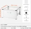 A white washing machine pedestal with a drawer, shown with dimensions and included accessories. Voir les images du produit