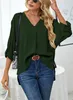ASKSA Damen Bluse Chiffon Elegant V-Ausschnitt Langarm Hemd Produktbild-Vorschau 4