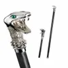 A close-up of a decorative cane handle shaped like a snake's head, with a full-length cane and a smaller version of the cane shown in the background. Anteprima dell’immagine prodotto