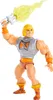 A toy action figure of He-Man from Masters of the Universe, holding his sword aloft with a yellow energy effect. Produktbild-Vorschau