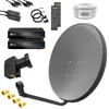 ARLI HD Sat Anlage 60 cm Grau Komplettset 2x Receiver + Produktbild-Vorschau 1
