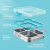 Edelstahl Brotdose Kinder 800ml Metall Bento Lunchbox mit 4 Produktbild-Vorschau 3