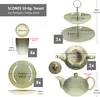 10tlg Teeset Scones Grün Etagere Kanne Becher Teller Produktbild-Vorschau 6